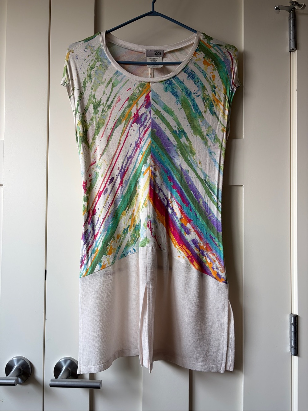 Zoe Multicolor Paint-Stripe Tunic Top